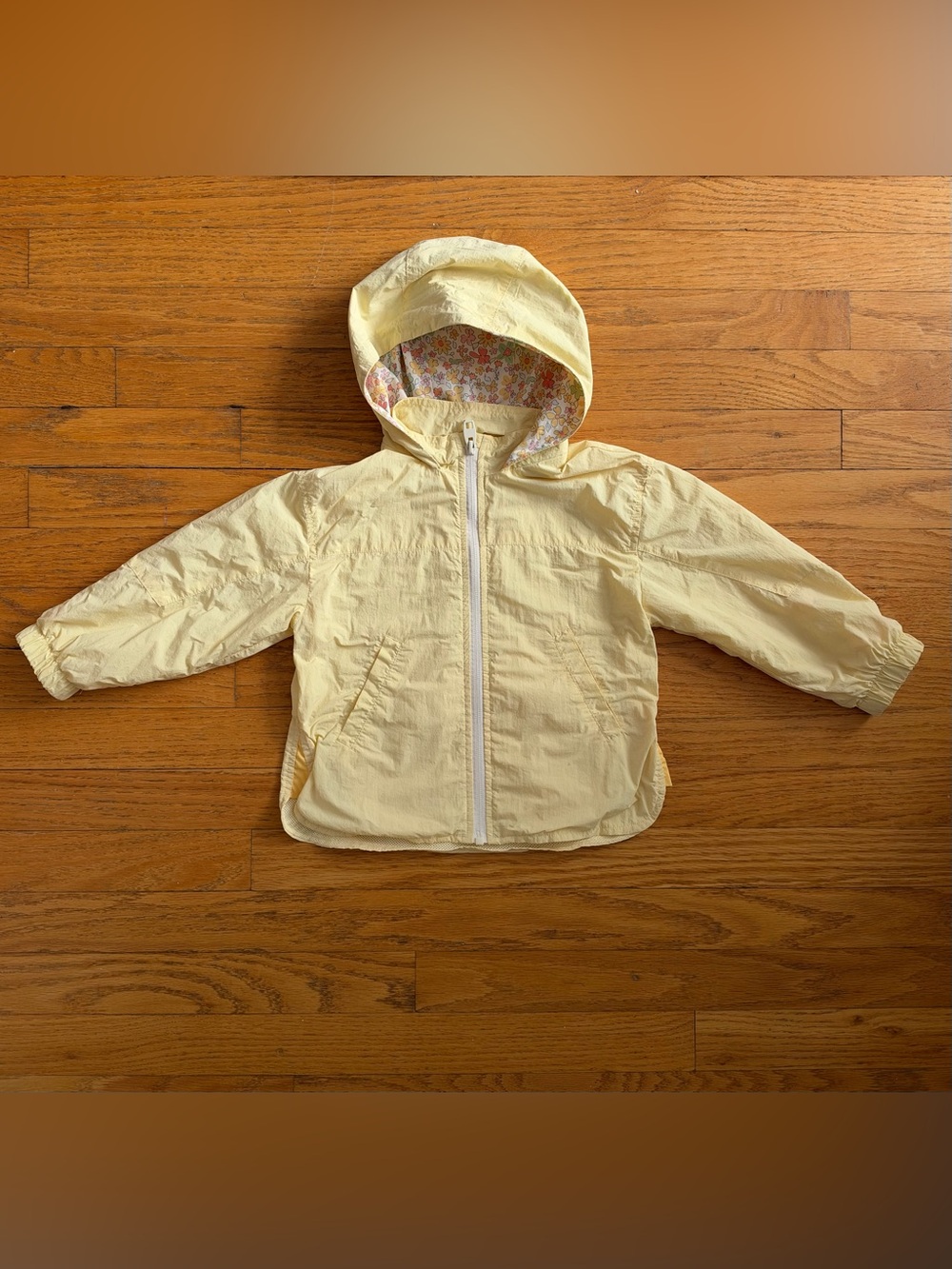 Zara Yellow Floral-Trim Girls' Windbreaker Jacket size 2/3T